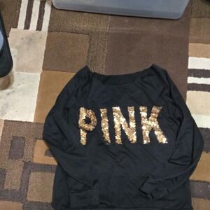 Victoria's Secret Black Sweatshirt with Gold Sequins